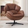 Fauteuil Pivotant 360° en Chenille Marron Fauteuil Pivotant 360° en Chenille Marron