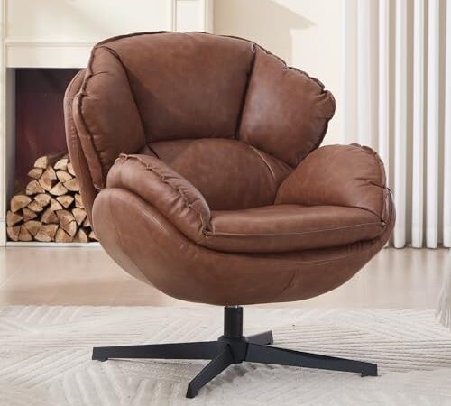 Fauteuil Pivotant 360° en Chenille Marron Fauteuil Pivotant 360° en Chenille Marron