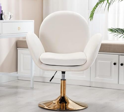 Fauteuil Pivotant Moderne en Velours Beige