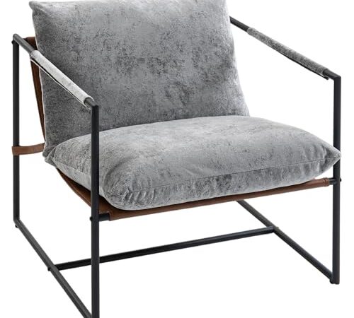 Fauteuil Rembourré en Velours Gris Clair Fauteuil Rembourré en Velours Gris Clair