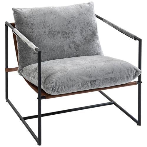 Fauteuil Rembourré en Velours Gris Clair Fauteuil Rembourré en Velours Gris Clair