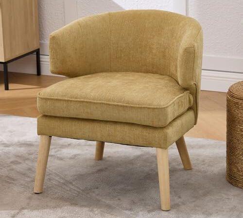 Fauteuil Salon Moderne en Chenille Jaune