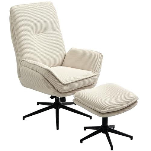 Fauteuil Salon Pivotant en Velours Côtelé