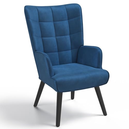 Fauteuil Scandinave ANIA en Velours Bleu Fauteuil Scandinave ANIA en Velours Bleu