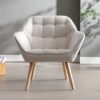 Fauteuil Scandinave en Lin Beige Modern Fauteuil Scandinave en Lin Beige Modern