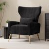 Fauteuil Scandinave en Velours Noir