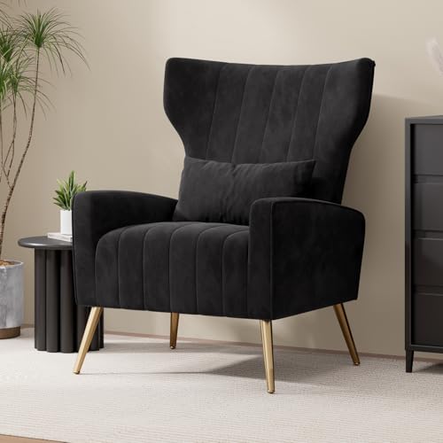 Fauteuil Scandinave en Velours Noir