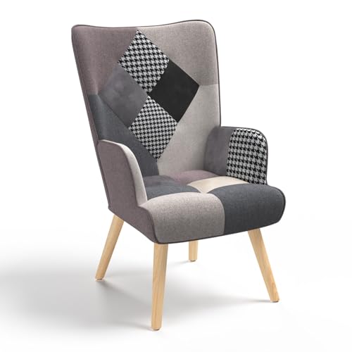 Fauteuil Scandinave Ivar en Tissu Patchwork Fauteuil Scandinave Ivar en Tissu Patchwork