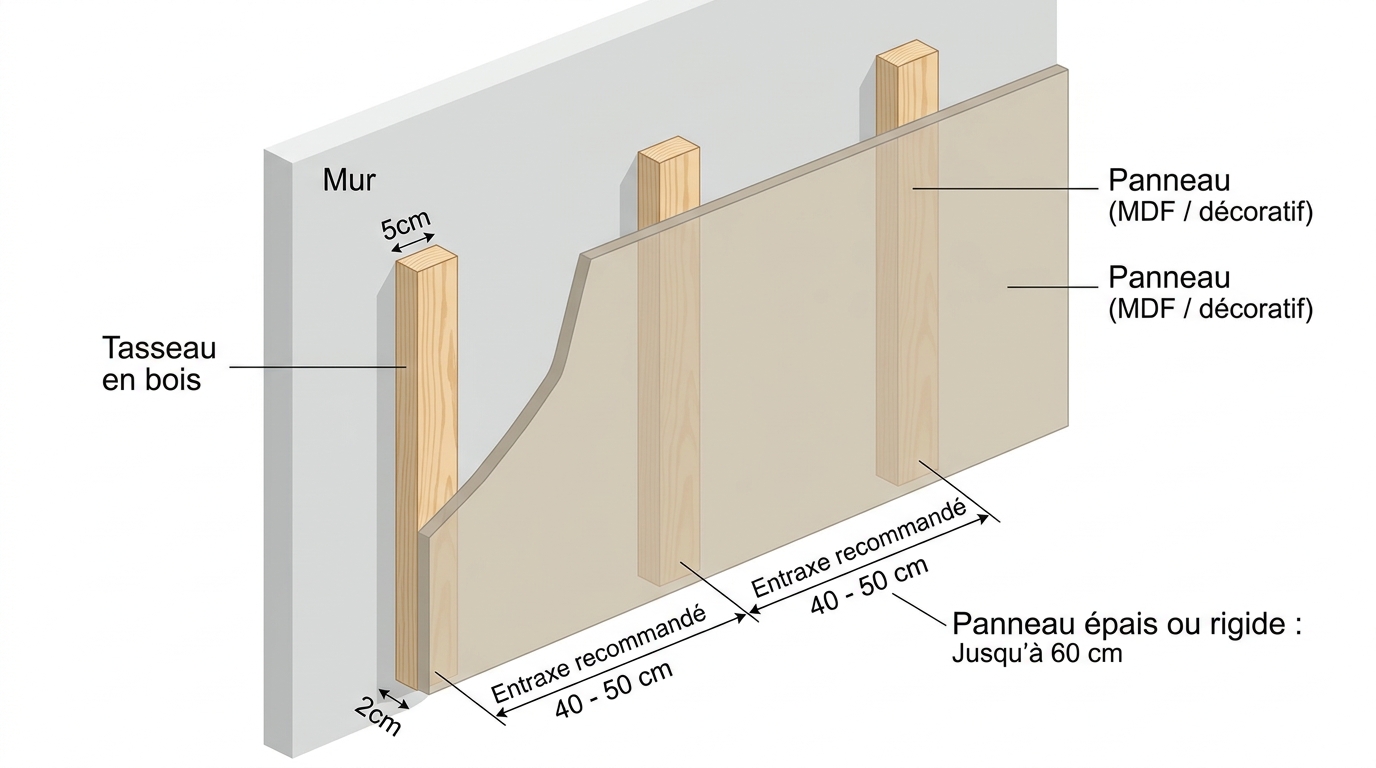 Le bon écartement des tasseaux pour le panneau bois écartement des tasseaux pour le panneau bois