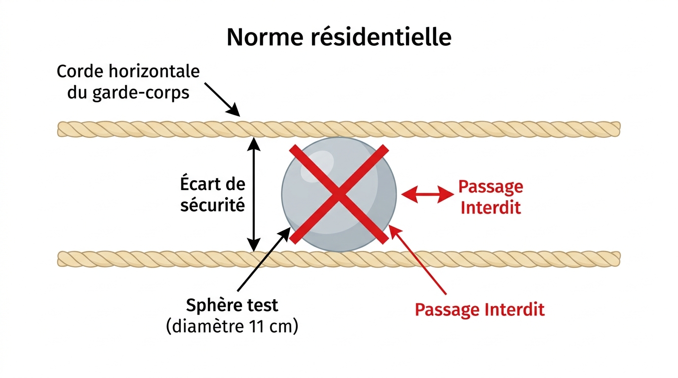Garde-corps d’escalier en corde bien conçu Garde-corps d’escalier en corde aux normes et bien conçu