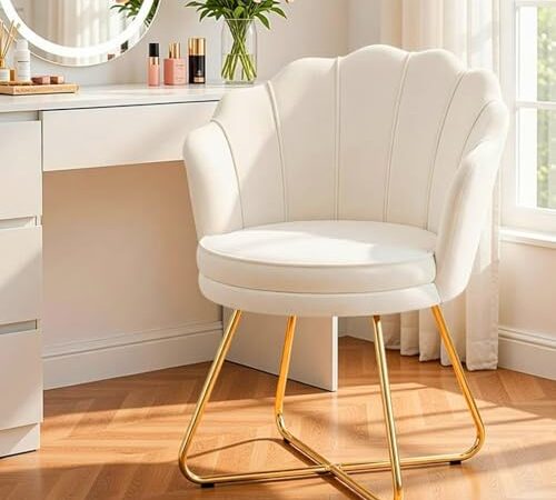 Hellove Chaise Coiffeuse en Velours Beige