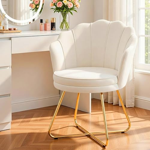 Hellove Chaise Coiffeuse en Velours Beige Hellove Chaise Coiffeuse en Velours Beige