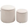 HOMCOM Lot de 2 Poufs Ronds en Velours