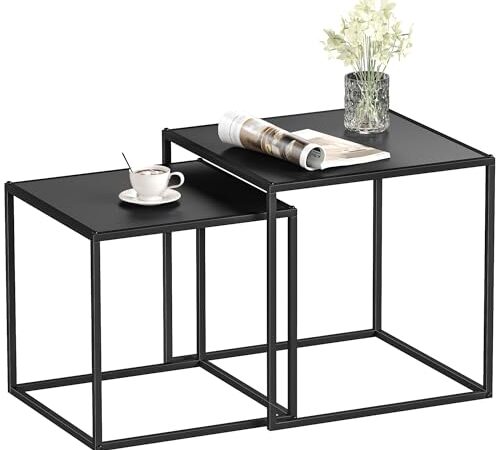 HOMCOM Lot de 2 Tables Basses Gigognes HOMCOM Lot de 2 Tables Basses Gigognes