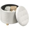 HOMCOM Pouf Coffre Rangement en Tissu HOMCOM Pouf Coffre Rangement en Tissu