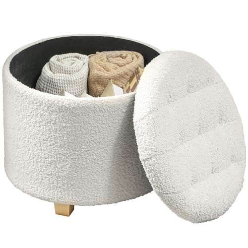HOMCOM Pouf Coffre Rangement en Tissu
