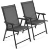 Lot de 2 Chaises de Jardin Pliantes Noires