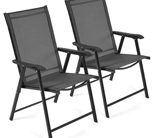 Lot de 2 Chaises de Jardin Pliantes Noires Lot de 2 Chaises de Jardin Pliantes Noires