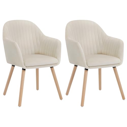 Lot de 2 Chaises en Velours Crème Lot de 2 Chaises en Velours Crème