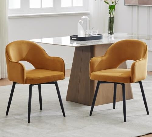 Lot de 2 Chaises en Velours Pivotantes
