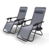 Lot de 2 Chaises Longues Inclinables Grises Lot de 2 Chaises Longues Inclinables Grises