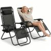 Lot De 2 Chaises Longues Pliables Noires Lot De 2 Chaises Longues Pliables Noires