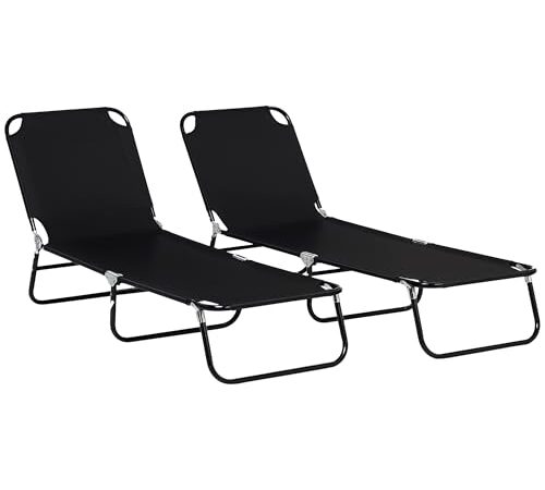 Lot de 2 Chaises Longues Pliantes Outsunny Lot de 2 Chaises Longues Pliantes Outsunny