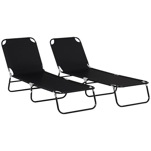 Lot de 2 Chaises Longues Pliantes Outsunny