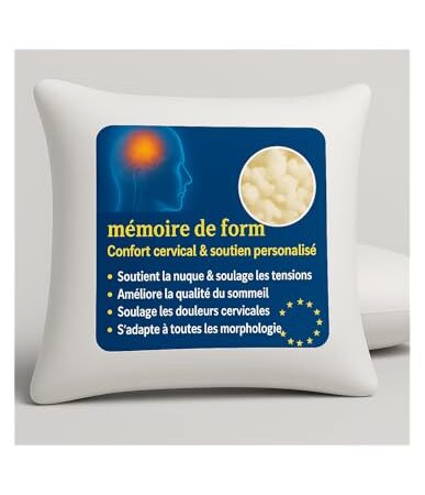 Lot de 2 Oreillers Mémoire de Forme