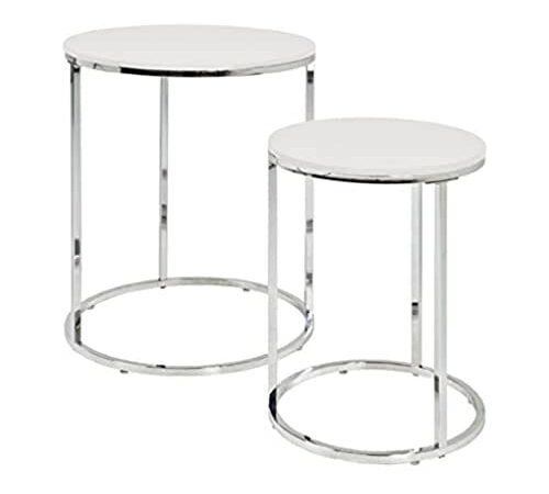 Lot de 2 Tables Basses Chromé et MDF Lot de 2 Tables Basses Chromé et MDF