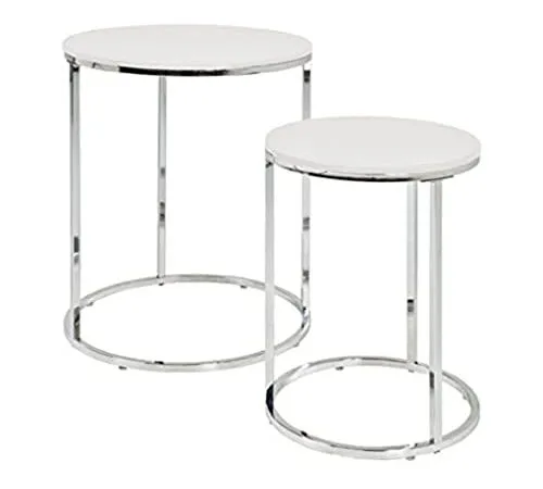 Lot de 2 Tables Basses Chromé et MDF