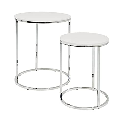 Lot de 2 Tables Basses Chromé et MDF Lot de 2 Tables Basses Chromé et MDF