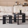 Lot de 2 Tables Basses Effet Marbre Noir