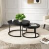 Lot de 2 Tables d'appoint Rondes en Bois Lot de 2 Tables d'appoint Rondes en Bois