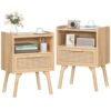 Lot de 2 Tables de Chevet en Rotin