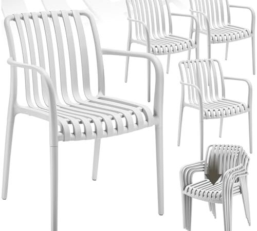 Lot de 4 Chaises de Jardin Empilables