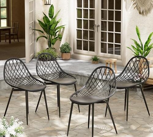 Lot de 4 chaises de Terrasse Noires Lot de 4 chaises de Terrasse Noires