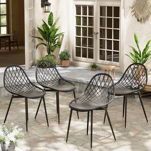 Lot de 4 chaises de Terrasse Noires