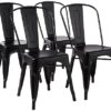 Lot de 4 chaises empilables en métal noir Lot de 4 chaises empilables en métal noir