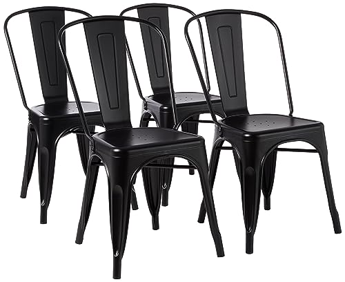 Lot de 4 chaises empilables en métal noir