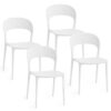 Lot de 4 Chaises en Plastique Blanc Lot de 4 Chaises en Plastique Blanc