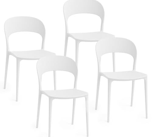 Lot de 4 Chaises en Plastique Blanc