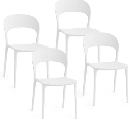 Lot de 4 Chaises en Plastique Blanc