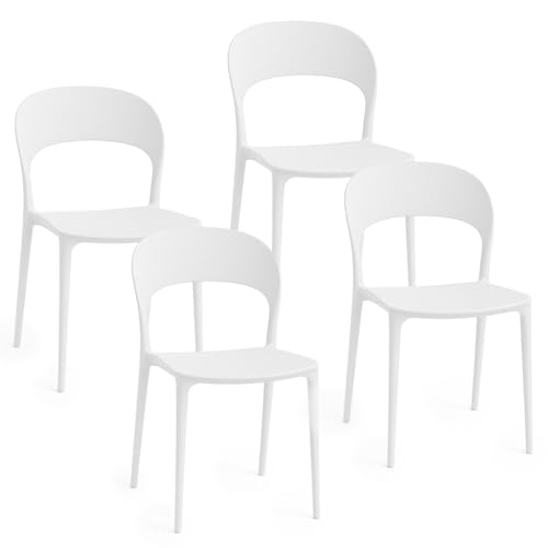 Lot de 4 Chaises en Plastique Blanc Lot de 4 Chaises en Plastique Blanc