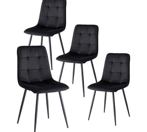 Lot de 4 Chaises Modernes en Velours