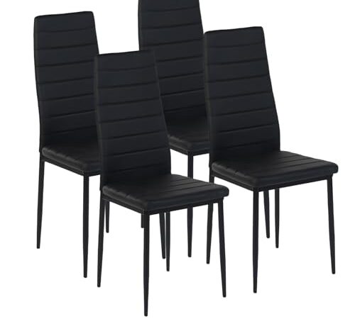 Lot de 4 Chaises Noires de Salle à Manger Lot de 4 Chaises Noires de Salle à Manger