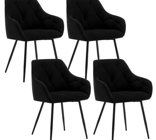 Lot de 4 Chaises Rembourrées en Velours Lot de 4 Chaises Rembourrées en Velours