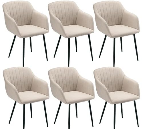 Lot de 6 Chaises Beige avec Accoudoirs Lot de 6 Chaises Beige avec Accoudoirs