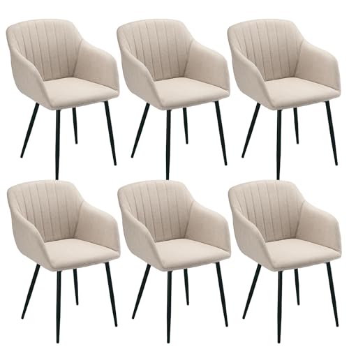 Lot de 6 Chaises Beige avec Accoudoirs Lot de 6 Chaises Beige avec Accoudoirs