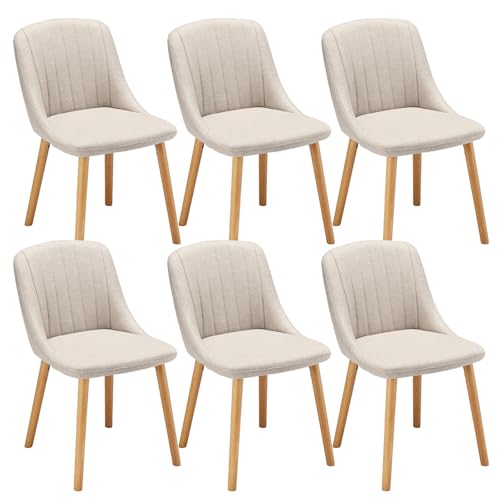 Lot de 6 Chaises Beige en Polyester Lot de 6 Chaises Beige en Polyester